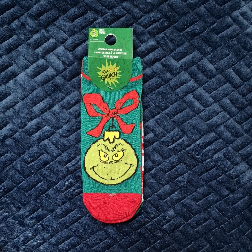 The Grinch Women's Ankle Christmas Socks- 3 Pack! NWT!